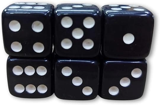 Kit 2 Dados de 6 lados para Dungeons & Dragons, Board Games e Jogos de Tabuleiro - Alta Precisão (2, Preto)