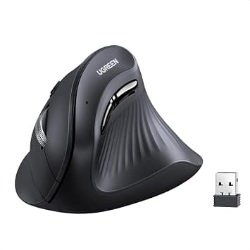 UGREEN Mouse Ergonômico Vertical Sem Fio 5 Botões Clique Silencioso | Bluetooth e 2,4 GHz, com Receptor USB, 4 Níveis de DPI até 4000, Compatível com Windows, Linux, Mac, Android e