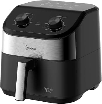 Fritadeira Midea Air Fryer 5,5L, design de dois botões, ampla faixa de temperatura de 80°C a 200°C, cesto antiaderente e prato para vegetais, 1900W, 220V, FWM55P2
