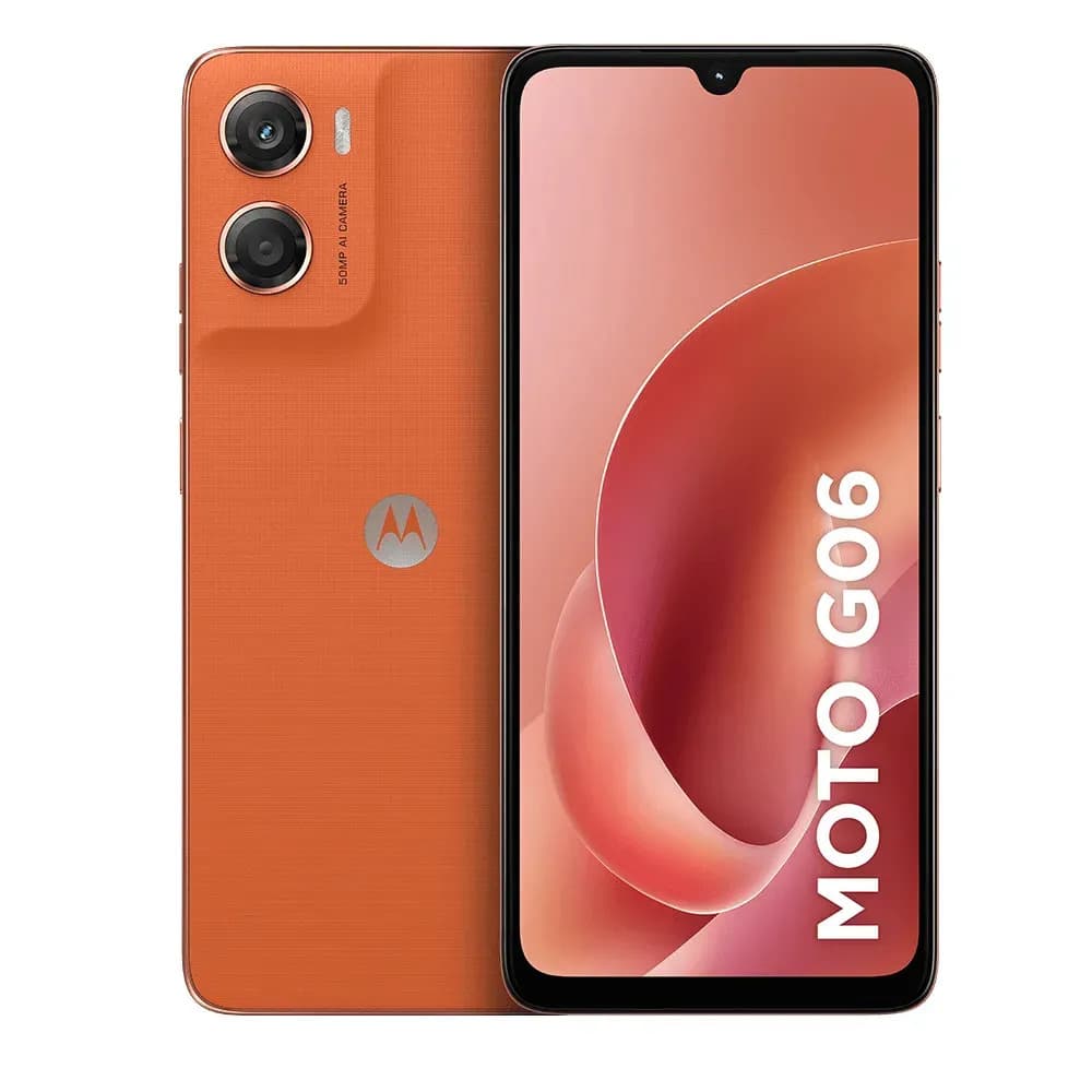 Smartphone Motorola Moto G06 - 64GB 4GB RAM + 8GB Ram Boost, Camera 50MP com AI, Bateria de 5200 mAh e Tela 6.9" - Laranja
