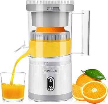 Espremedor de frutas cítricas elétrico, máquina de suco recarregável com cabo USB e escova de limpeza, botão de toque, espremedor automático de laranja limão e toranja, espremedor